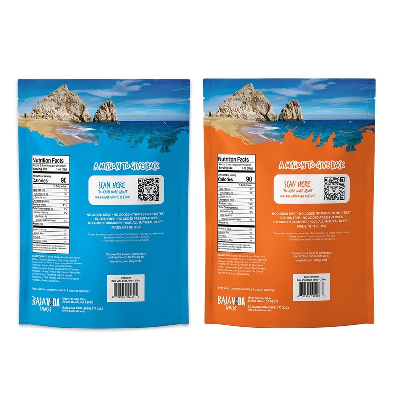 BAJA BEEF Jerky Snack Packs - Beef Jerky Variety Pack,