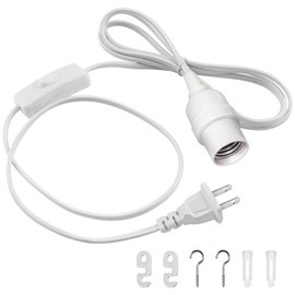 DiCUNO Hanging Lantern Extension Cord Cable, E26 Pendant Light Socket On Off Inline Cord Switch Control Lamp, Switch Close to Polarized Plug, 6.6 Feet (2M), White, 1-Pack