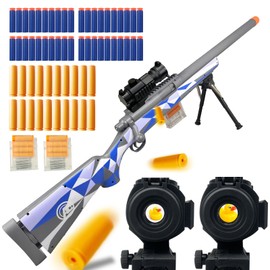 AGM MASTECH M24 Soft Bullet Toy Gun, Empty Shell Ejecting Design, Enhanced Scope, 40 Soft Foam Darts, 20 Shells, 2 Magazines. Outdoor Toys, Toy Dart Blaster for Boys and Girls