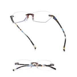 TERAISE Rimless Reading Glasses for Women/Men,Blue Light Blocking Reading Glasses Diamond-cut Design,Ultralight Frameless Computer Readers with Flexible Temple,Anti Eyestrain Anti-glare 1.5X