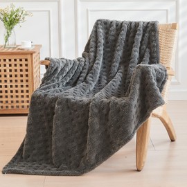 Lotus Karen Throw Blankets for Bed Waffle Blanket Cozy Soft Fluffy Fuzzy Fleece Throw Blanket for Couch Lightweight Breathable Bed for All Season Dark Grey 50x70