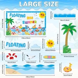 Summer Bulletin Board Classroom Decorations Floating into Summer Paper Cutouts Swim Ring DIY Photo Craft Set Hawaiian Theme Tropical Bulletin Board Borders for Back to School Office Teacher Supplies