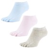 Asuka Women's 5-Toe Socks, 100% Cotton, Ankle, Assorted C -