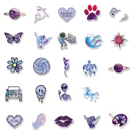 Cute Purple Girl Stickers, 50 pcs Vsco Vinyl Sticker for Laptop Water Bottle Guitar Motorcycle Bike Car Bumper Luggage Skateboard Waterproof Decals for Kids Children Teen - Purple
