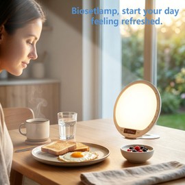 Bioset 10000 Lux Light Therapy Alarm Clock, Sunrise Wake-Up Light with APP & Remote, Built-in Lithium Battery, Portable Travel, Full Spectrum LED (CRI>95), UV-Free for Home Office