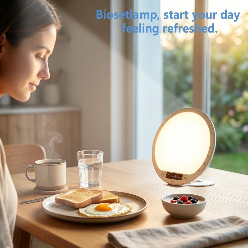 Bioset 10000 Lux Light Therapy Alarm Clock, Sunrise Wake-Up Light