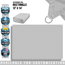 TANG Sunshades Depot 12'x14' Waterproof Rectangle Sun Shade Sail 220 GSM Light Gray Straight Edge Canopy with Grommet UV Block Shade Fabric Pergola Cover Awning Customize Available