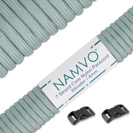 Namvo 550 Paracord Mil Spec Type III 7 strand parachute cord Total Length 100ft / 30 Meters, Silver Grey