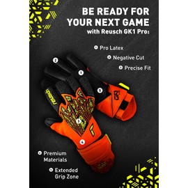 Reusch Goalkeeper Gloves Gk1 Pro with Excellent Grip and Inseam Cut