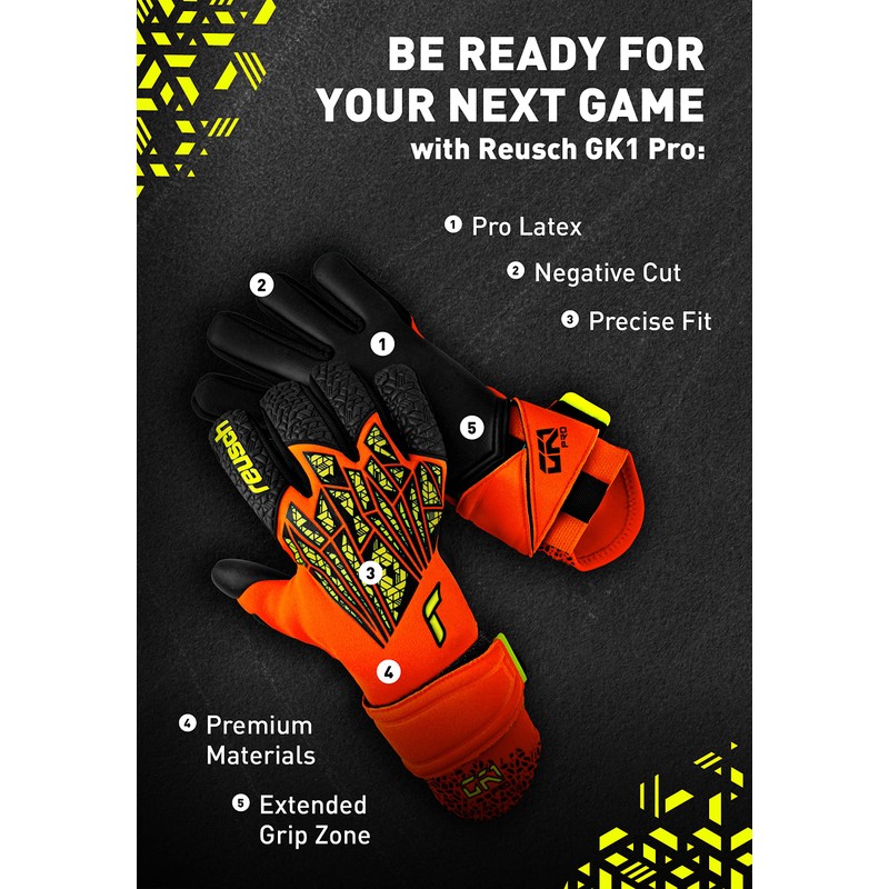 Reusch Goalkeeper Gloves Gk1 Pro with Excellent Grip and Inseam