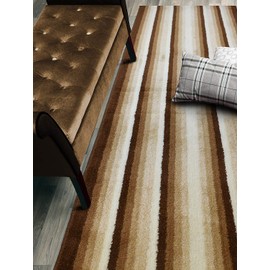 Custom Size Hallway Runner Rug, Slip Resistant, 26 Inch Wide X Your Choice of Length, Stripes Brown, 26 Inch X 21 feet