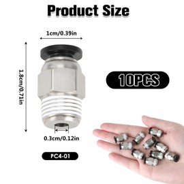 SRLWMYI PC4-M10 Male Air PTFE Tube Push Quick Fitting for E3D-V6 Thread M10 Pack of 10