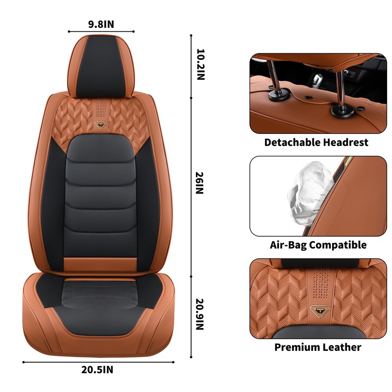 FLORICH Car Seat Covers, Leather Seat Covers, Front Seat Covers