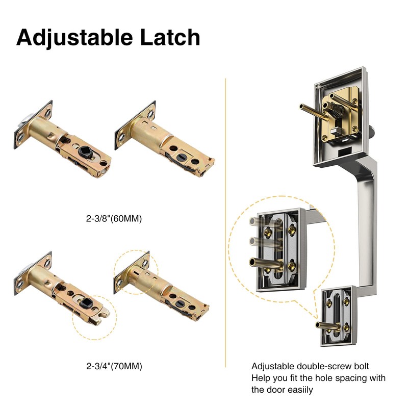 Brightify Satin Nickel Front Door Handle, Satin Nickel Door Handle