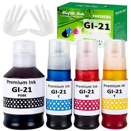 GI-21 Printer Ink for Canon GI21 Ink Refill Bottles Kit Compatible with Canon PIXMA G3270 G1230 G1220 G2260 G2270 G3260 G3262 G3290 G4270 G4280 Inkjet Printer (4-Pack,135ml BK 70ml C/M/Y)