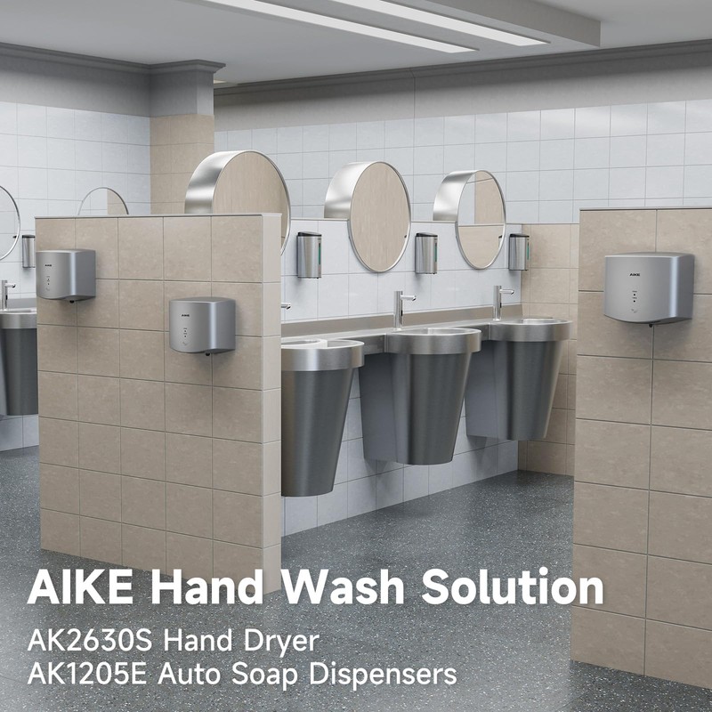 AIKE Air Wiper Compact Hand Dryer 110V 1400W Silver (with