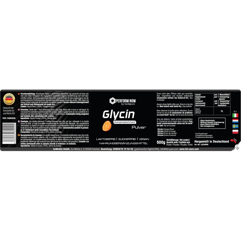 Glycin Pulver - 500g - mit Orangengeschmack - Aminosäure -
