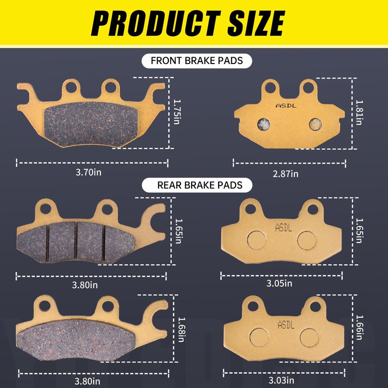 Brake Pads Ceramic Fit for Kawasaki Mule Pro FXT/EPS KAF
