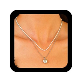 Allereya Vintage Geschichtet Herz Halskette Liebe Herz Halskette Margarita Kette Halskette Silber Herz Anhänger Halskette Super Funkelnde Halskette Schmuck Für Frauen