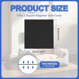 PATIKIL Square Magnetic Vent Covers 12x12 Inch, Floor Air Vent Blocker Covers Register Sound Proof Cover for Home Floor Wall Ceiling, Black