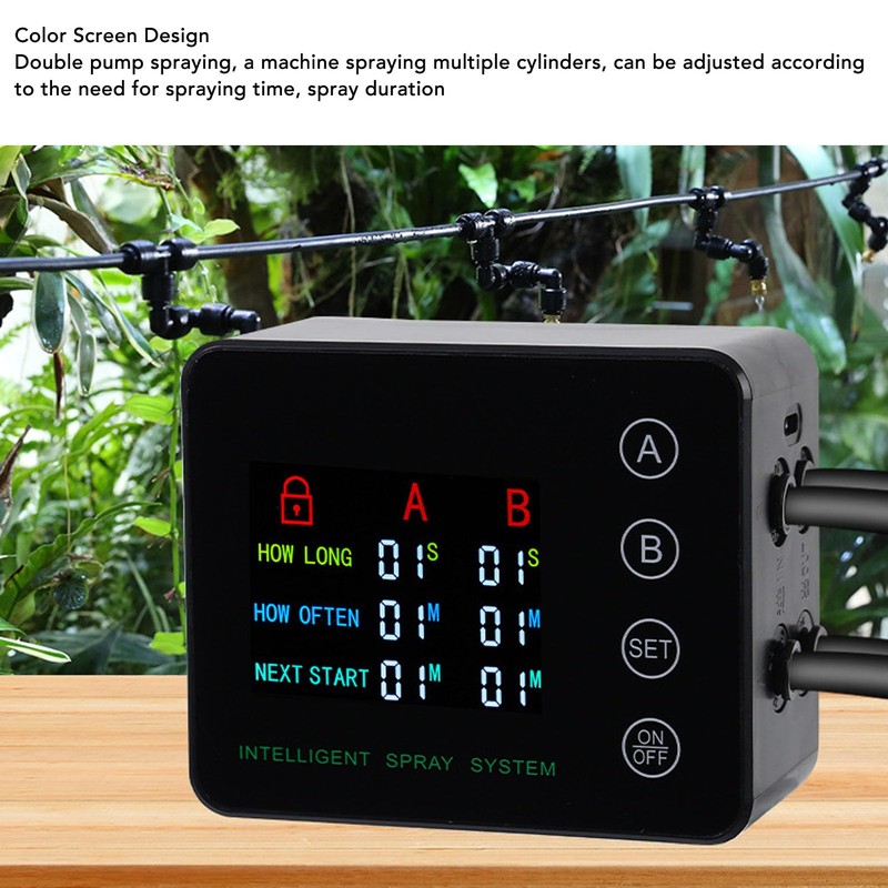 Reptile Humidifiers, Automatic Misting System Double Pump Smart Color Screen