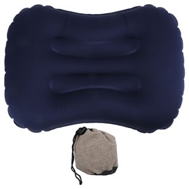 Inflatable Pillow Waist Back Cushion Auto Inflation Foldable for Travel Sleeping Dark Blue