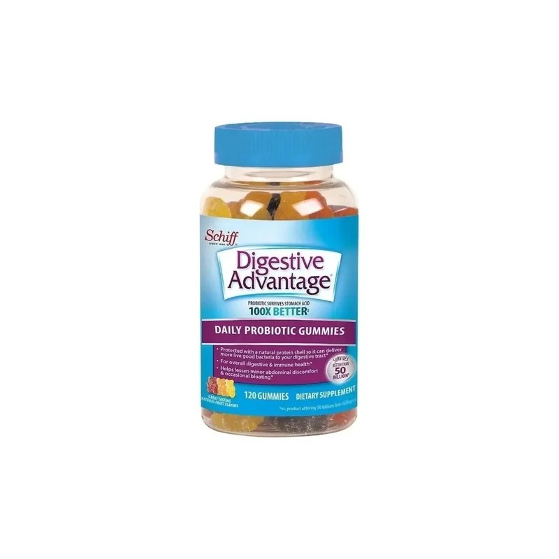 Probióticos Digestivos Schiff en Gomitas para Aliviar Molestias Abdominales