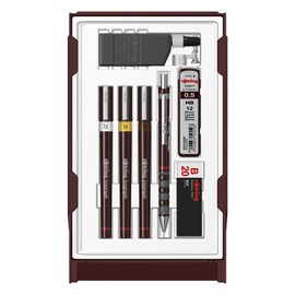 rOtring Isograph S0699380 Fineliner and Pencil College Set with 3 Technical Pens (0.25 mm, 0.35 mm, 0.50 mm) and Mechanical Pencil (0.5 mm), Set with Pencil 0.7 mm and Leads