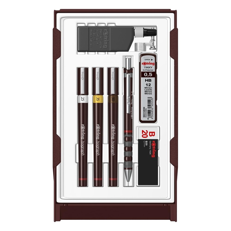 rOtring Isograph S0699380 Fineliner and Pencil College Set with 3