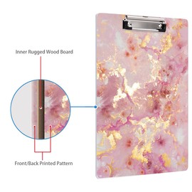 WAVEYU Cute Clipboard, Decorative Office School Fashion Hardboard Wood Nursing Clip Board for Standard A4 Letter Size for Students, Women,12.5"x 9", Colorful