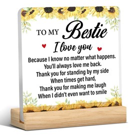 Bestie Gift, Women Friendship Gift Ideas, Thank You Gifts for Bestie, to My Bestie Clear Desk Decorative Sign Acrylic Plaque Sign Home Desk Decor (4x4 Inch)