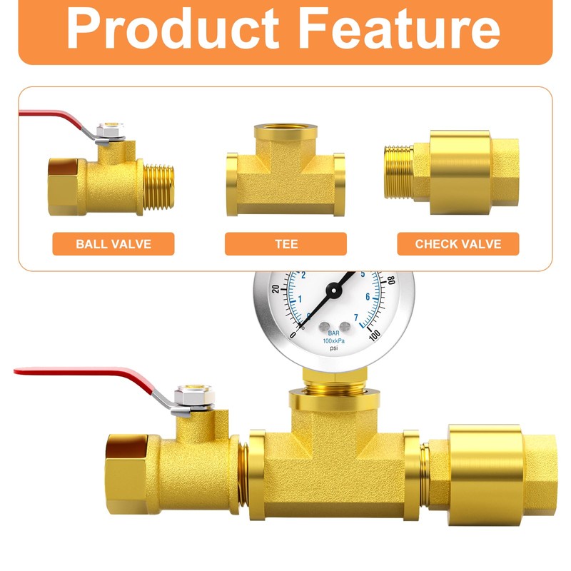 GASHER 1PCS Brass Check Valve DN20 3/4" Female and Male
