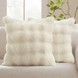 MIULEE Beige Cushion Cover, 40 x 40 cm, Set of 2, Artificial Fur Cushion Covers, Cuddly Cushion, Wave Cushion Cover, Decorative Soft, Decorative Cushion, Sofa Cushion for Living Room, Bedroom, Balcony