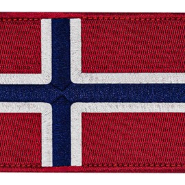 EmbTao Norway Flag Embroidered Emblem Norwegian National Applique Fastener Hook & Loop Patch