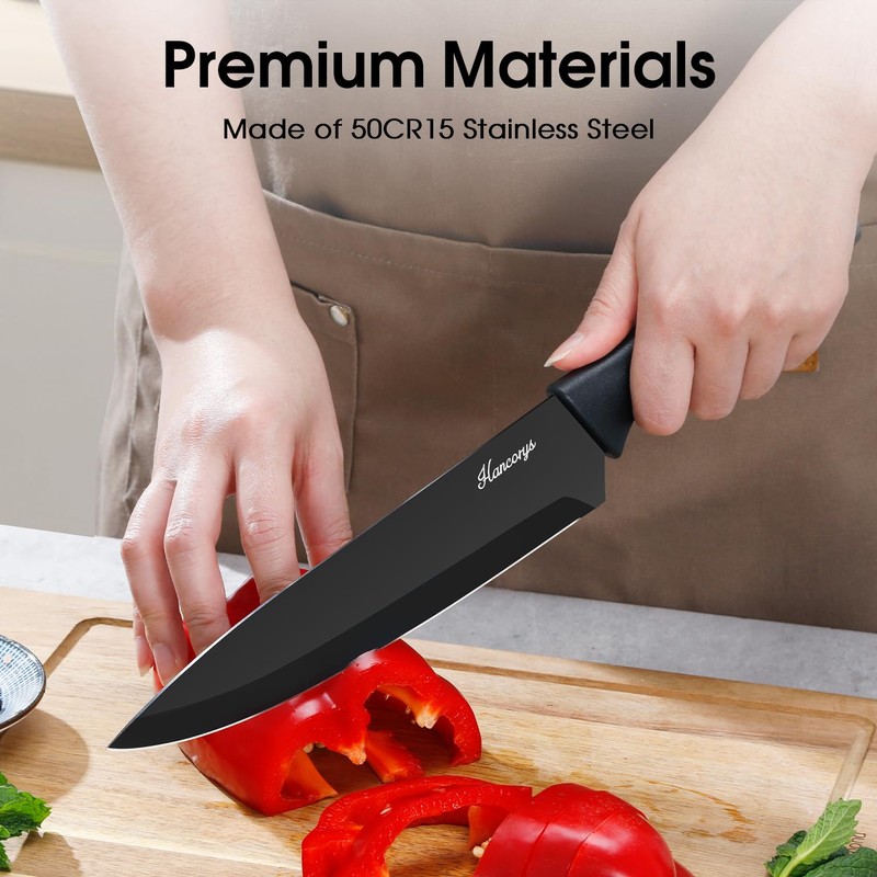 Hancorys Knife Sets for Kitchen with Block, 15 Pieces Chef