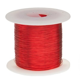 Magnet Wire, Heavy Build Enameled Copper Wire, 30 AWG, 1.0 Lbs, 3132' Length, 0.0117" Diameter,Red