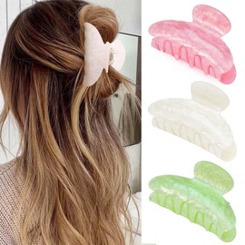 BARTOSI Hair Claw Clips Green Hair Claw Clamps Medium Claw Clips for Hair Non Slip Hair Catch Barrettes Styling Hair Accessories for Women and Girls (Pack of 3)