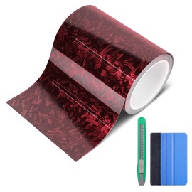Lypumso Gloss Forged Carbon Fiber Vinyl Wrap Tape 6" x 20ft - with Tool Kit for Chrome Delete, Door Sill Protector, Car Trim Blackout DIY Auto Detailing (Red)