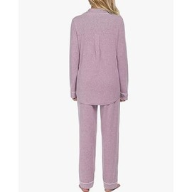 Ekouaer Women's Pajamas Long Sleeve Sleepwear Casual Button Down Loungewear Soft Pjs Set Pink