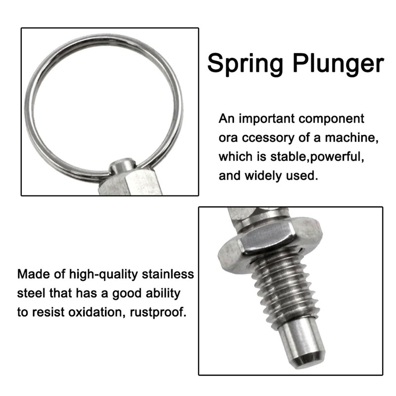 2 Pieces Locking Bolt with Pull Ring, Stainless Steel Spring