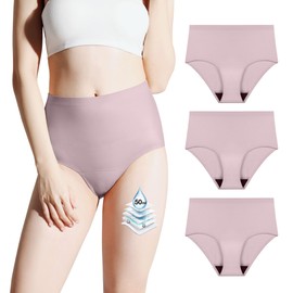 BATTEWA Incontinence Underwear for Women Washable, Leak Proof Underwear High Absorbency, Bladder Leak Underwear Protective Briefs, Seamless Panties 50ml,Lavender,X-Large (3Pack)