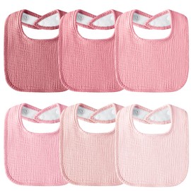 Muslin Baby Bibs 6-Pack Baby Drool Bandana Bibs for Baby Girls Boys Infant Newborn Toddler Drooling and Teething(square gradientpink)