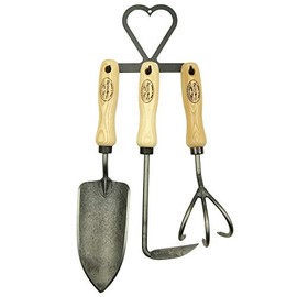 DeWit Garden Tool Set 4 Pieces: Forged Flower Trowel, Weeder, Flower Claw & Tool Hoe in Heart Shape, Professional Boron Steel Garden Tools for Hanging, Garden Tools - Made in Holland