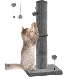 Carpet Craft Cat Scratching Post Heavy Duty for Indoor Large Cats and Adult Cats,Tall and Thicked Carpet Cat Scratcher Furniture Protector Cat Tree Tower with Interactivity Balls,Grey