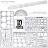 Zonon 10 Pcs Plastic Drawing Template Ruler Geometric Drawing 12