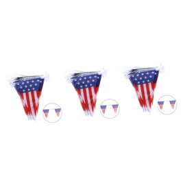 Sosoport 3pcs Patriotic Pennant Banner of July American Flag Bunting for Party Decorations for Bbqs Outdoor Events and Celebrations