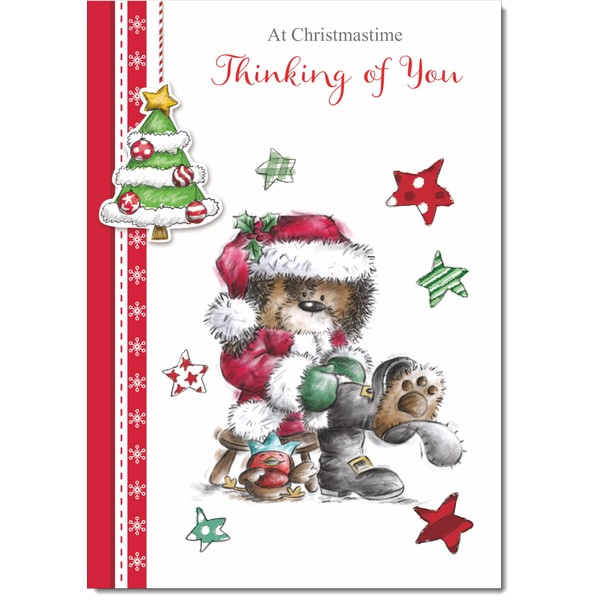 doodlecards Thinking Of You Christmas Card Cute Bear Medium Size