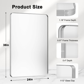 Bathroom Mirrors for Over Sink,2Pcs 24x36Inch Vanity Mirrors for Wall,Silver Metal Frame Rectangle Mirrors for Bathroom, Farmhouse,Restroom,Hangs Horizontally or Vertically