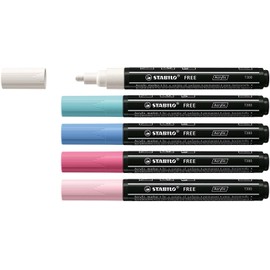 STABILO Acrylic Marker FREE Acrylic - T300 2-3 mm Bullet Tip Candy - Wallet of 5 - Assorted colours