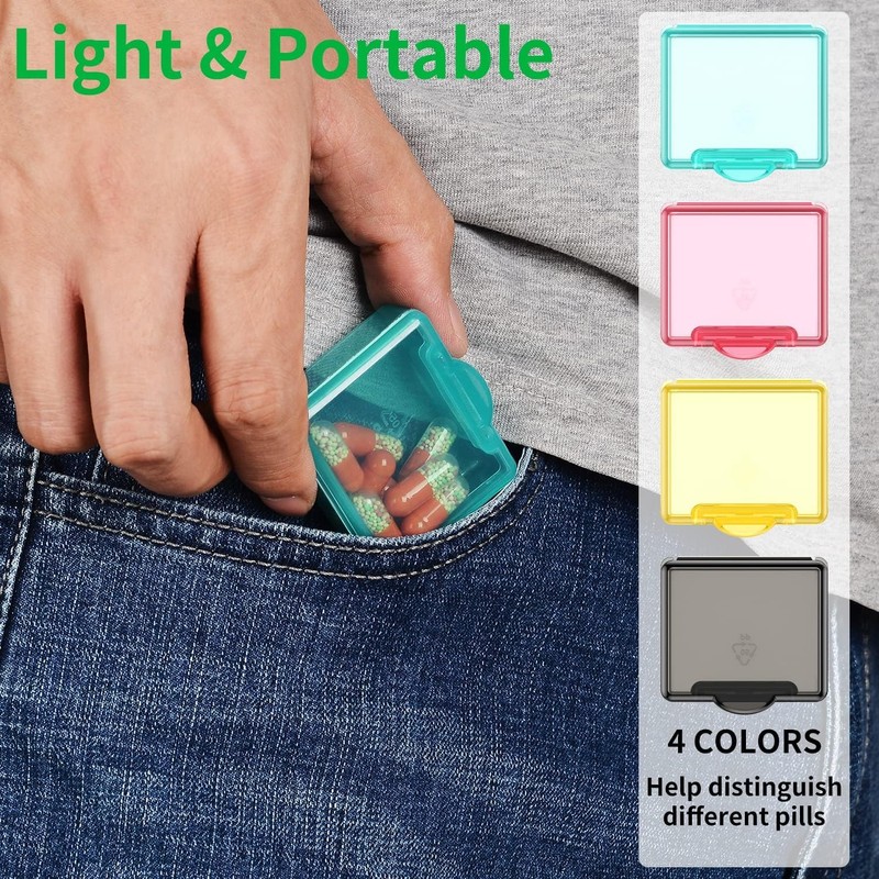 Small Pill Box 4 pcs,Cute Travel Pill Organizer Case Mini